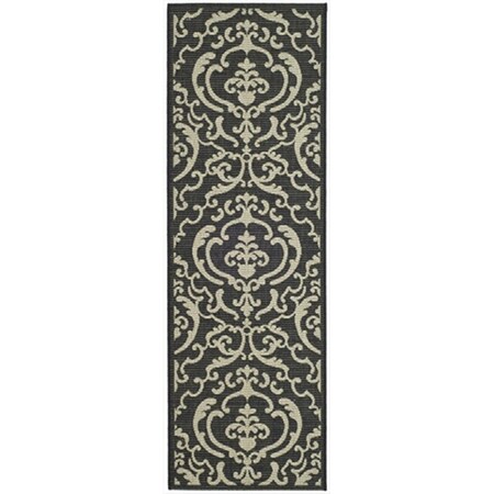 Safavieh 2 Ft. - 4 In. X 6 Ft. - 7 In. Runner, Indoor - Outdoor Courtyard Sand And Black Machine Made Rug CY2663-3908-27